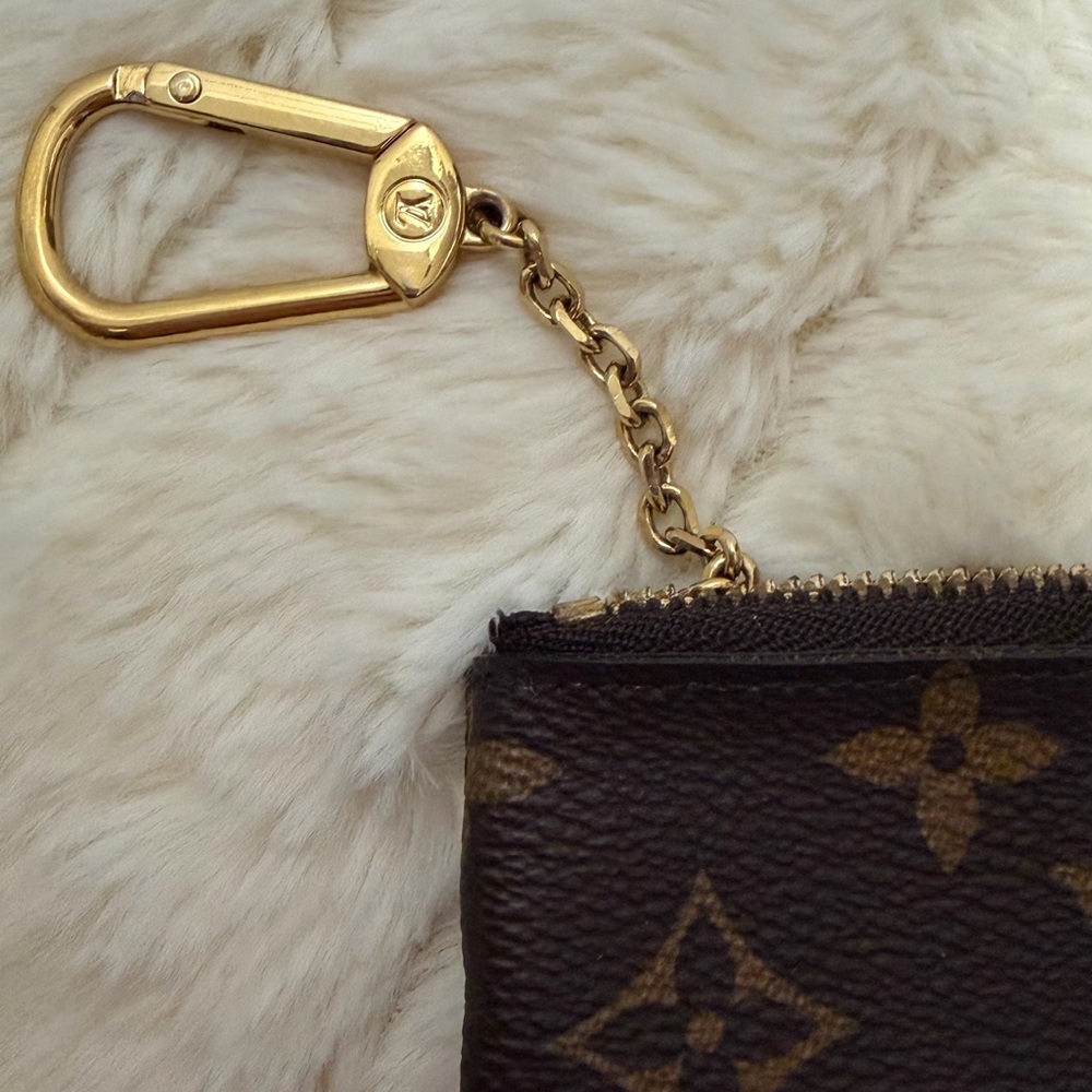 Louis Vuitton Brown Monogram Zipper Key Pouch with Gold Chain - Picture 2 of 5